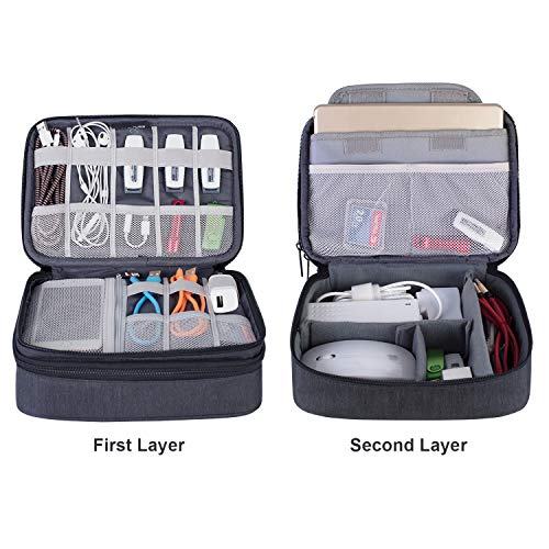 BUBM Estuche para Eléctricas Organizador de Accesesorio Bolsa de Viaje para Cables Cargador,Gadget de Memoria USB Bolsillo para iPad Mini(Mediado, Negro)