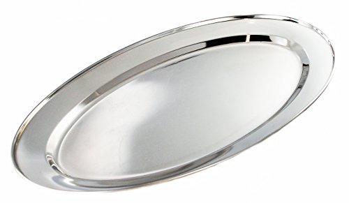 Buckingham Fuente Ovalada, Bandeja para Servir, Oval Bandeja Plato, Plato de Carne, Plato de Servir, Acero Inoxidable, 45 cm
