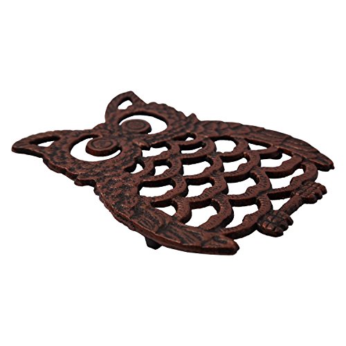 Búfalo de Hierro Fundido Trébedes–Trébedes Decorativo para la encimera o la Mesa de Comedor Vintage, Cooper, diseño Artesanal - con Las Clavijas de Goma/los pies - Metal Reciclado- Cobre con Mesa
