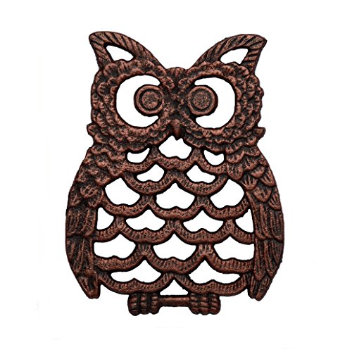 Búfalo de Hierro Fundido Trébedes–Trébedes Decorativo para la encimera o la Mesa de Comedor Vintage, Cooper, diseño Artesanal - con Las Clavijas de Goma/los pies - Metal Reciclado- Cobre con Mesa