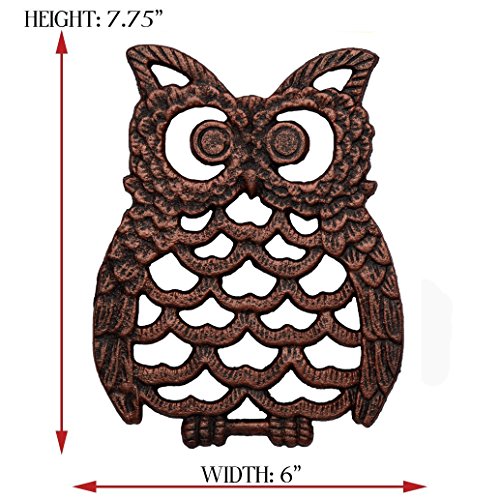 Búfalo de Hierro Fundido Trébedes–Trébedes Decorativo para la encimera o la Mesa de Comedor Vintage, Cooper, diseño Artesanal - con Las Clavijas de Goma/los pies - Metal Reciclado- Cobre con Mesa