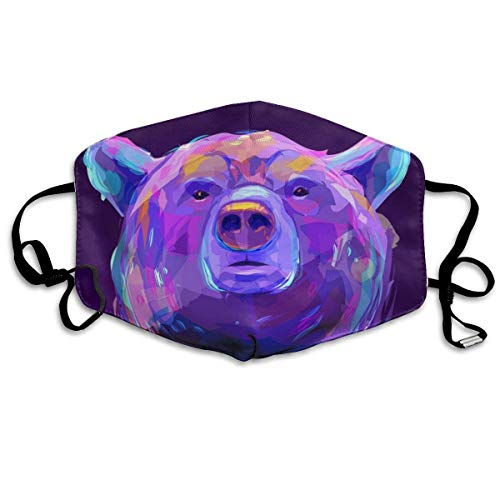 Bufanda de Cara Decoración Facial The Cute Colored Bear Head Vector Image Cotton Face Washable Reusable Unisex Soft and Comfortable For Men and Women Customized White