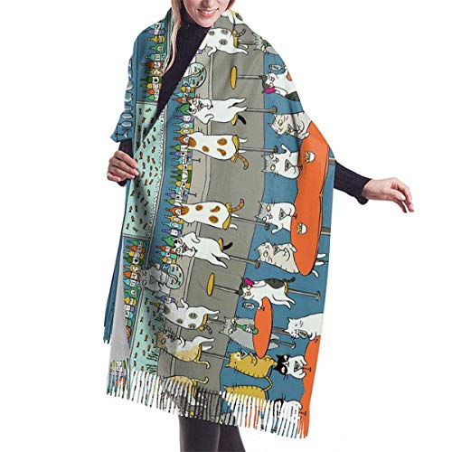 Bufanda de mantón Mujer Chales para, Cat In The Bar Bufanda cálida de invierno para mujer Moda Bufandas largas grandes y suaves de cachemir Chal