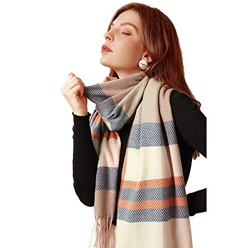 Bufanda De Otoño E Invierno Bufanda De Mujer Moda De Poliéster Cálido Flecos De Rayas Europeas Y Americanas Chal De Mujer De Longitud Media Oficina Diaria