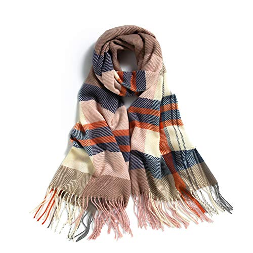 Bufanda De Otoño E Invierno Bufanda De Mujer Moda De Poliéster Cálido Flecos De Rayas Europeas Y Americanas Chal De Mujer De Longitud Media Oficina Diaria