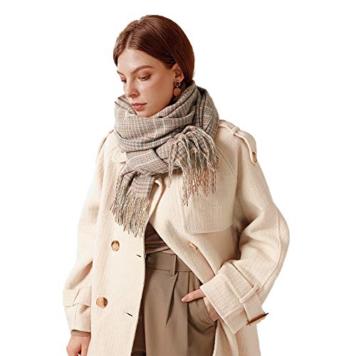 Bufanda De Otoño E Invierno Para Mujer Moda Europea Y Americana Borla Bufanda De Poliéster Retro Simple Plaid Cálido Mantón De Vacaciones Oficina Diaria