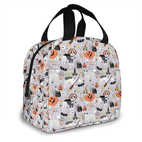 Bulldog francés Halloween negro y blanco neopreno loncha/loncha/almuerzo bolsa/picnic bolsas aisladas refrigerador organizador de viaje