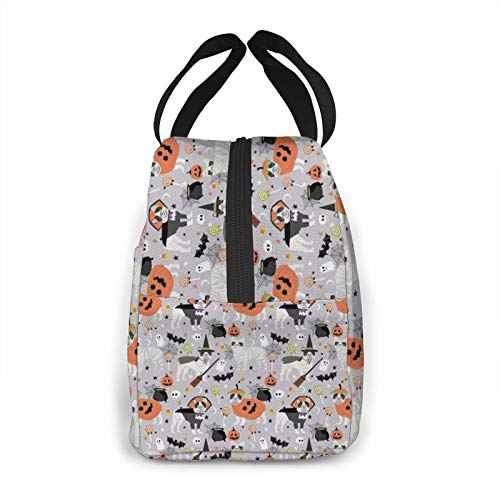 Bulldog francés Halloween negro y blanco neopreno loncha/loncha/almuerzo bolsa/picnic bolsas aisladas refrigerador organizador de viaje