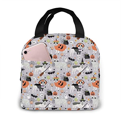 Bulldog francés Halloween negro y blanco neopreno loncha/loncha/almuerzo bolsa/picnic bolsas aisladas refrigerador organizador de viaje