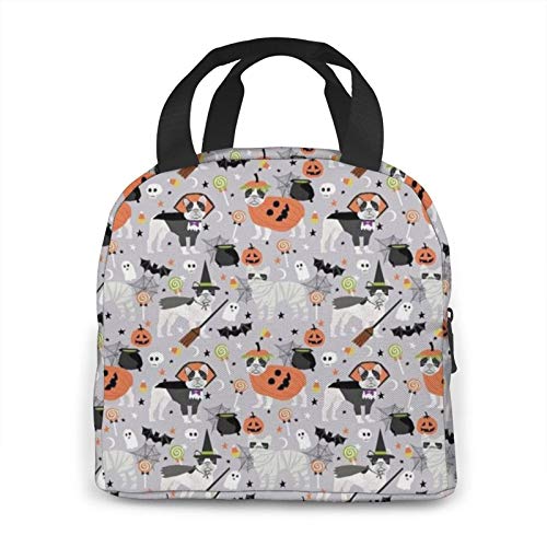 Bulldog francés Halloween negro y blanco neopreno loncha/loncha/almuerzo bolsa/picnic bolsas aisladas refrigerador organizador de viaje