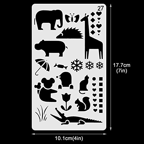 Bullet Journal Stencil Set,30 piezas plantilla dibujo Pintura Set,Plastico Plantillas Dibujo Stencil Bullet Journal para Niños, profesional Bullet Journal Stencil Set planificador dibujo de plástico