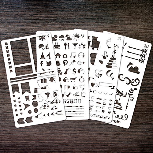 Bullet Journal Stencil Set,30 piezas plantilla dibujo Pintura Set,Plastico Plantillas Dibujo Stencil Bullet Journal para Niños, profesional Bullet Journal Stencil Set planificador dibujo de plástico