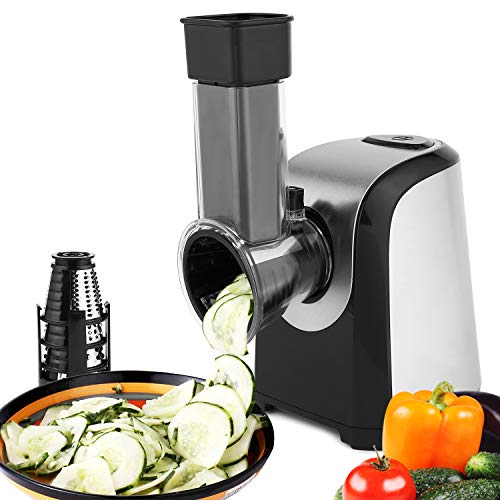 Bunao Eléctrico En Espiral Cortador de Verduras Patatas Frutas, Mini Máquina de Cortar Espiral Incluye 5 Accesorios para Cortar, 150W (Cortadores para Patatas y Vegetales)