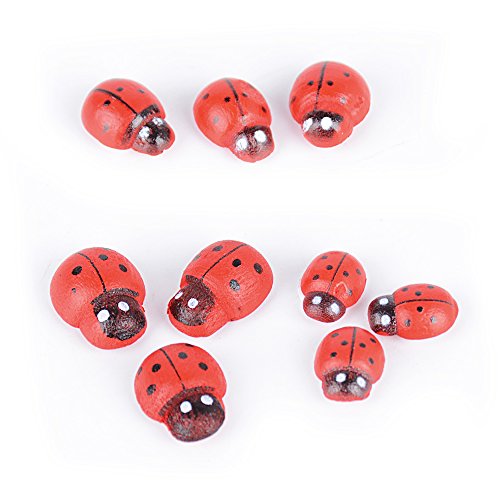 BUONDAC 300pcs Mariquitas Decorativas Adhesivos Mini Escarabajos Madera Decoración Regalos Plantas Jardín Manualidades Scrapbooking