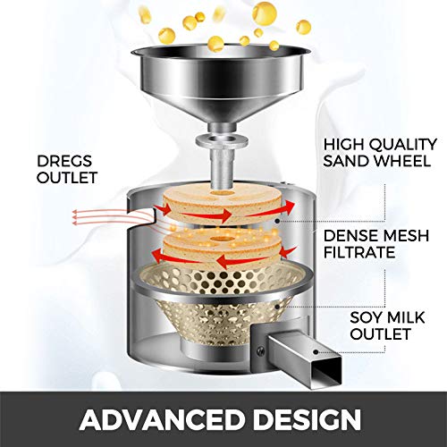 BuoQua Máquina de Fabricación de Leche de Soja 1100w Refinador Máquina de Leche de Soja de Material de Acero Inoxidable Máquina de Fabricación de Leche de Soja Automática Comercial para Restaurante