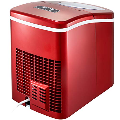 BuoQua Máquina de Hielo Portátil 12 KG por 24H Máquina Silenciosa para Hacer Hielo Máquina de Hielo para Casa Portátil Máquina para Hacer Cúbitos de Hielo Máquina de Cúbitos de Hielo (Rojo)