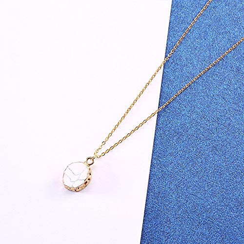 Burenqi Colgante De Piedra De Trullo Minimalista Enlace De Cadena De Oro Colgante De Piedra De Cuarzo De Cristal Oval Colorido Elija Joyas De Mujer,White