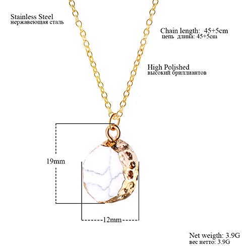 Burenqi Colgante De Piedra De Trullo Minimalista Enlace De Cadena De Oro Colgante De Piedra De Cuarzo De Cristal Oval Colorido Elija Joyas De Mujer,White
