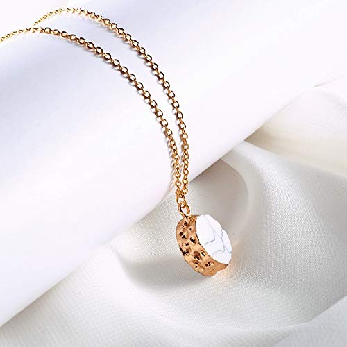 Burenqi Colgante De Piedra De Trullo Minimalista Enlace De Cadena De Oro Colgante De Piedra De Cuarzo De Cristal Oval Colorido Elija Joyas De Mujer,White