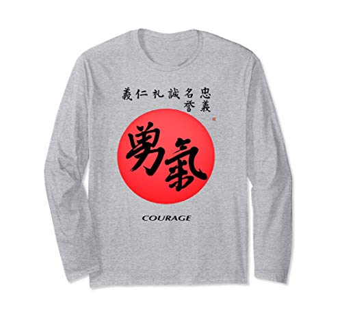 Bushido Código Samurai Valor Caligrafía Japonesa 7 Virtudes Manga Larga