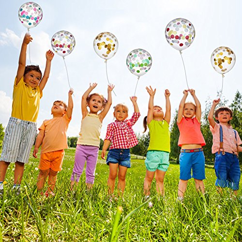 BUWANT Confetti Globos 20 Piezas 12 Pulgadas para Decoraciones de Fiesta, 10 Piezas de Oro y 10 Piezas Colorido