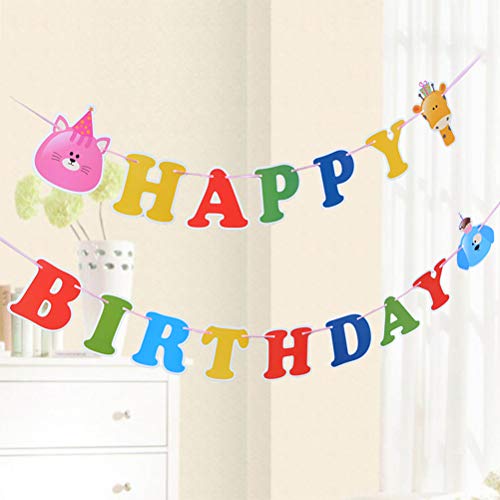BUYGOO Decoración de Fiesta de Cumpleaños, Banner deHAPPY Birthday + Lindo Gorros de Fiesta + Matasuegras Infantiles + Insertos de Pastel, Divertida Fiesta de cumpleaños del Partido