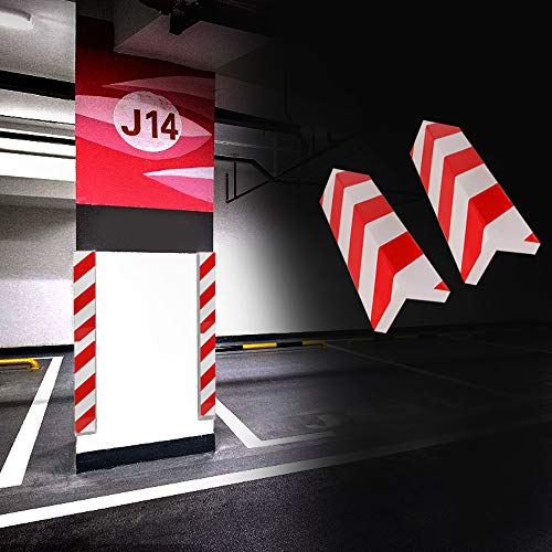 BUZIFU 2pcs Protección para Parachoques, Espuma para Golpes, Las Franjas Rojas y Blancas, Protectores para Esquinas de la Columna del Garaje, para Cualquier Persona que Quiera Evitar el Temido Arañazo