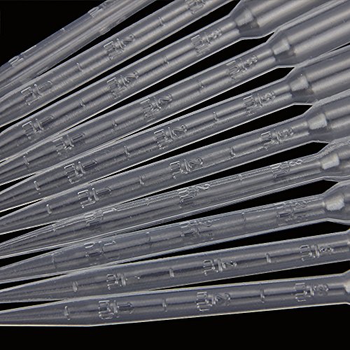BUZIFU Pipetas Laboratorio, 100 unidades Pipetas de Plástico de 3 ml, Suave y Transparente, Pipetas Desechables con Escala, Pipetas Cuentagotas, Pipetas de Transferencia, para Fluidos y Líquidos