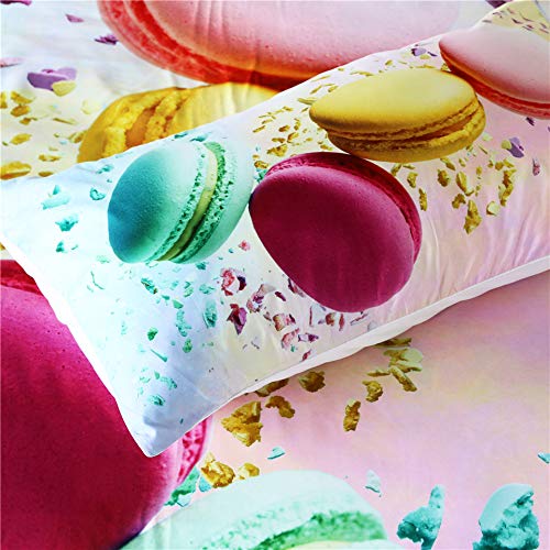 BVNMJ Juego de Ropa de Cama Funda De Edredón 200x200cm, 3D Galletas de Postre Coloridas Imprimiendo Dibujos, Cremallera Funda Nórdica y 2 Funda de Almohada, para Familias y Niños