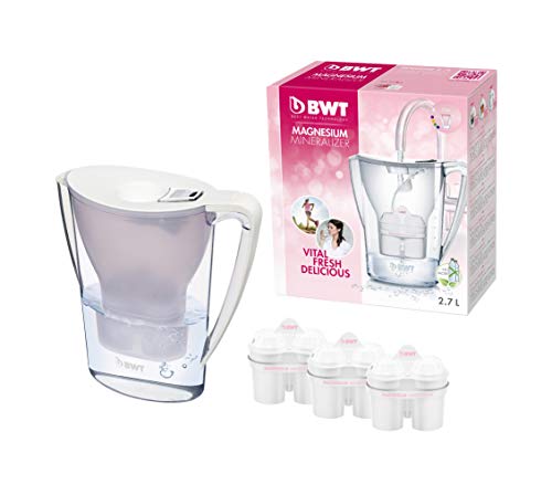 BWT Penguin Electrónica – Jarra filtradora de agua con magnesio + Pack 3 filtros jarra de agua, 2,7 L Blanco