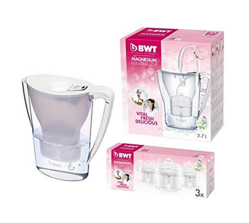 BWT Penguin Electrónica – Jarra filtradora de agua con magnesio + Pack 3 filtros jarra de agua, 2,7 L Blanco