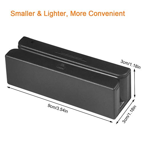 BYARSS Lector de Tarjetas de crédito USB, MSR90 Lector de Tarjetas de Banda magnética USB 3 Pistas Mini mag Hi-Co Swiper