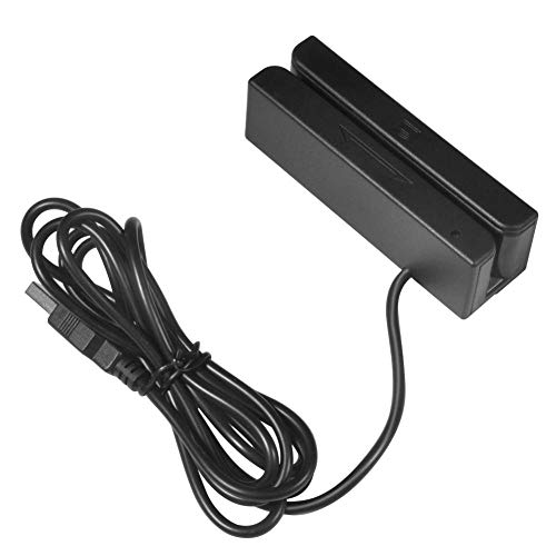 BYARSS Lector de Tarjetas de crédito USB, MSR90 Lector de Tarjetas de Banda magnética USB 3 Pistas Mini mag Hi-Co Swiper