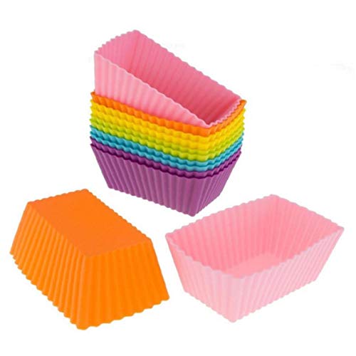 BYFRI 10pcs Rectangular de Silicona para Hornear Copas Pequeño Pan sartenes de la Magdalena del Mollete de moldes de Cocina Hornear Suministros de confitería Herramientas de moldes