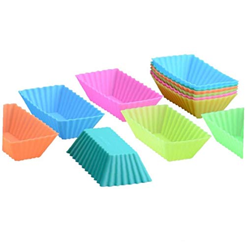 BYFRI 10pcs Rectangular de Silicona para Hornear Copas Pequeño Pan sartenes de la Magdalena del Mollete de moldes de Cocina Hornear Suministros de confitería Herramientas de moldes