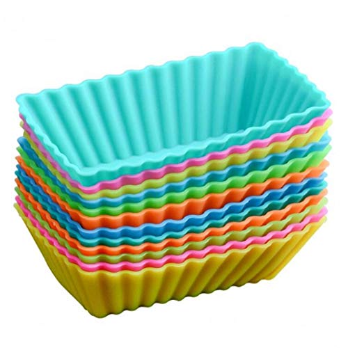 BYFRI 10pcs Rectangular de Silicona para Hornear Copas Pequeño Pan sartenes de la Magdalena del Mollete de moldes de Cocina Hornear Suministros de confitería Herramientas de moldes