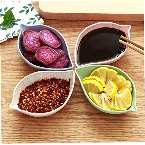 BYFRI 4 PC/Salsa de Soja Plato de usos múltiples de la Hoja En Forma de pequeñas Placas condimento platillos Aperitivo para Ensalada Vinagre Salsa de Soja Wasabi Color al Azar