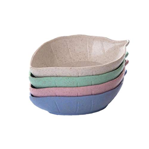 Byfri 4 PC/Salsa de Soja Plato de usos múltiples de la Hoja En Forma de pequeñas Placas condimentos platillos Aperitivo para Ensalada Vinagre Salsa de Soja Wasabi