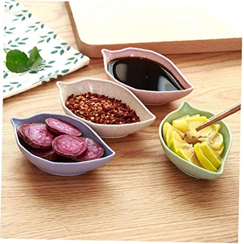 Byfri 4 PC/Salsa de Soja Plato de usos múltiples de la Hoja En Forma de pequeñas Placas condimentos platillos Aperitivo para Ensalada Vinagre Salsa de Soja Wasabi