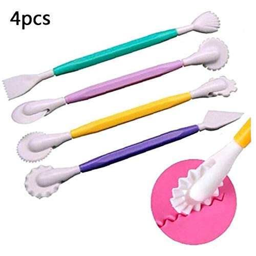 Byfri 4pcs plástico Talla Pasta de azúcar del azúcar de repostería Cake Chocolate Fondant Talla Herramienta de Modelado de espátulas Craft Set Color al Azar