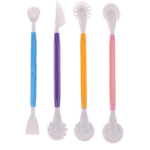 Byfri 4pcs plástico Talla Pasta de azúcar del azúcar de repostería Cake Chocolate Fondant Talla Herramienta de Modelado de espátulas Craft Set Color al Azar