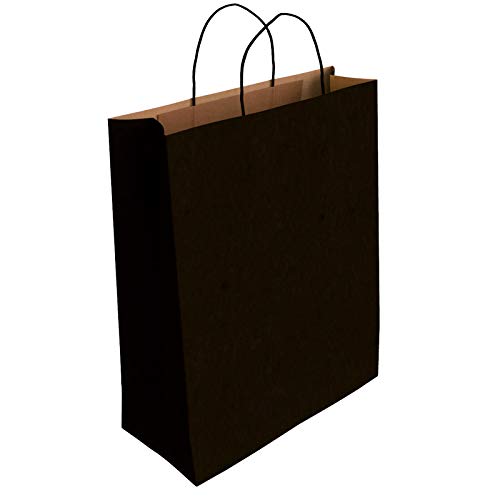[CA3019] 50 x Bolsa de Papel Kraft Negro con Asas Rizadas (40 x 32 x 14 cm)