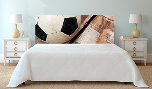 Cabecero Cama Deportivo PVC Impresión Digital Balón de Futbol sobre Madera Multicolor 115 x 60 cm | Disponible en Varias Medidas | Cabecero Ligero, Elegante, Resistente y Económico