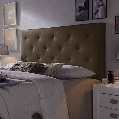 Cabecero tapizado Rombo 140X60 cm Chocolate, para Cama de 135 cm, Acolchado con Espuma, 8 cm de Grosor, Incluye herrajes para Colgar