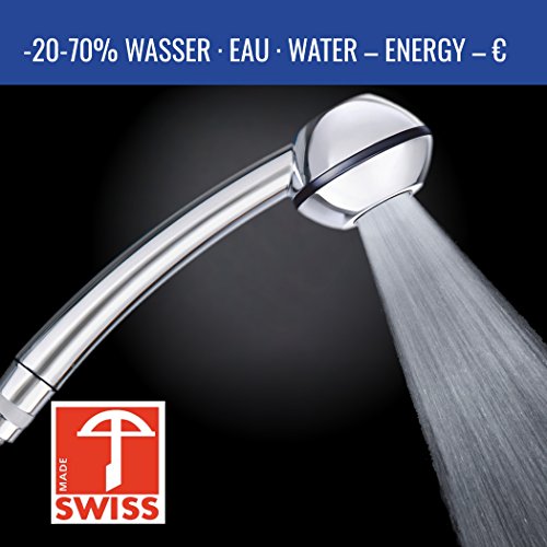 Cabezal de ducha con economizador Manguera Agua: Nuevo del fabricante suizo, ZT con arañazos, kalkfrei, 6 – 11 Litros por minuto en lugar de 15 – 25 l