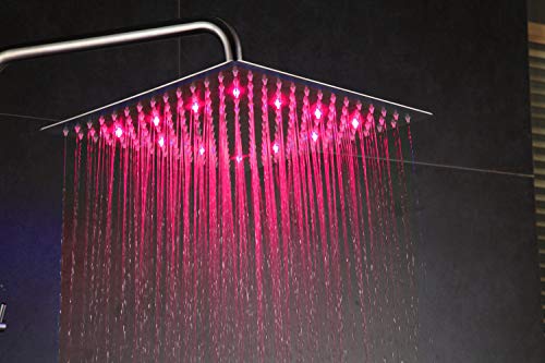 Cabezal de ducha de lluvia LED de alta presión ultra fino 304 de acero inoxidable cuadrado, cepillo de níquel (30 cm)