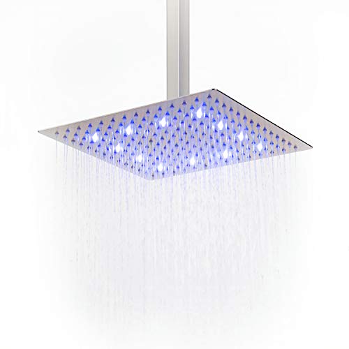 Cabezal de ducha de lluvia LED de alta presión ultra fino 304 de acero inoxidable cuadrado, cepillo de níquel (30 cm)