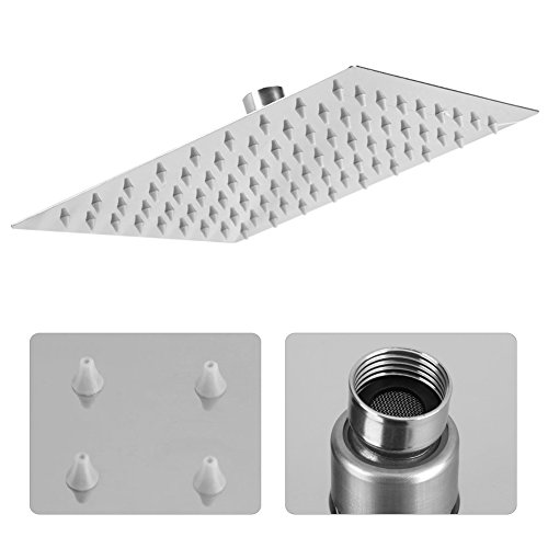 Cabezal de Ducha Rainfall Rain Baño de Acero Inoxidable cuadrangular Ultrafino Rociador Superior Montaje en Pared o en Techo Cabezal de Ducha Fijo