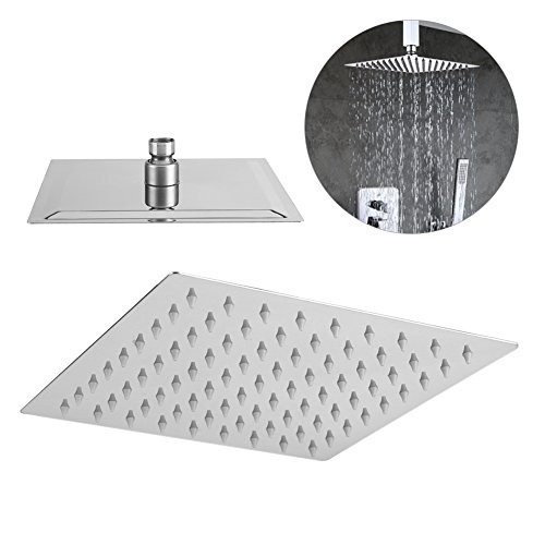 Cabezal de Ducha Rainfall Rain Baño de Acero Inoxidable cuadrangular Ultrafino Rociador Superior Montaje en Pared o en Techo Cabezal de Ducha Fijo