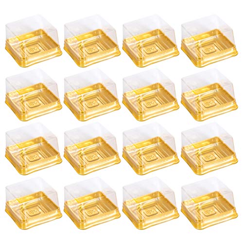Cabilock 100 Piezas de Plástico Transparente Mini Caja de Pastel Caja de Muffins Mung Bean Cake Snow Mei Niang Caja con Tapas Transparentes